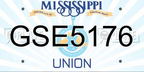 GSE5176 Mississippi License Plate
