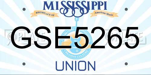 GSE5265 Mississippi License Plate