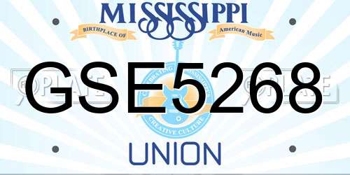 GSE5268 Mississippi License Plate