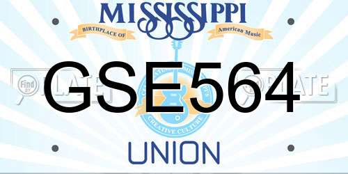 GSE564 Mississippi License Plate