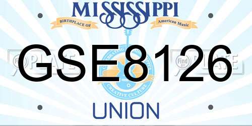 GSE8126 Mississippi License Plate