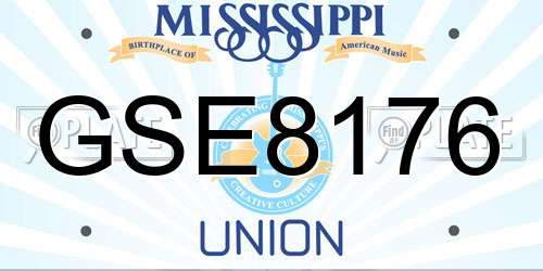 GSE8176 Mississippi License Plate