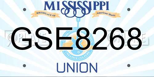 GSE8268 Mississippi License Plate
