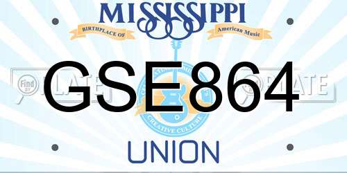 GSE864 Mississippi License Plate