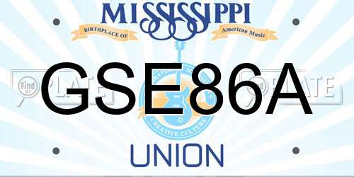 GSE86A Mississippi License Plate
