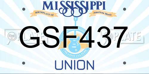 GSF437 Mississippi License Plate