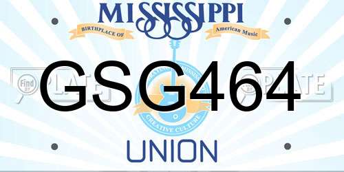 GSG464 Mississippi License Plate