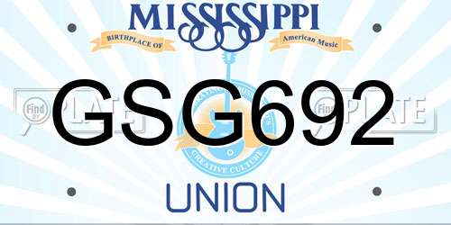 GSG692 Mississippi License Plate
