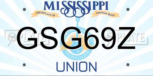 GSG69Z Mississippi License Plate