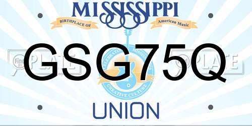GSG75Q Mississippi License Plate