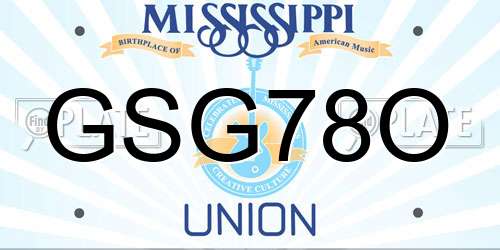 GSG78O Mississippi License Plate
