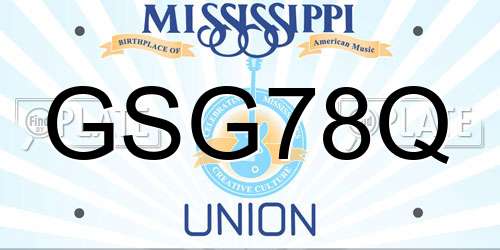 GSG78Q Mississippi License Plate