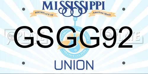 GSGG92 Mississippi License Plate