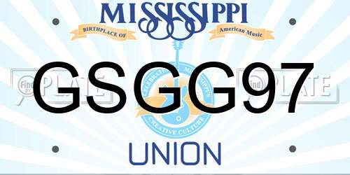 GSGG97 Mississippi License Plate