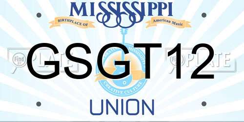 GSGT12 Mississippi License Plate