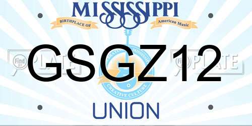 GSGZ12 Mississippi License Plate