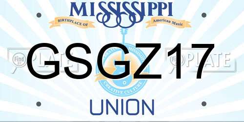 GSGZ17 Mississippi License Plate