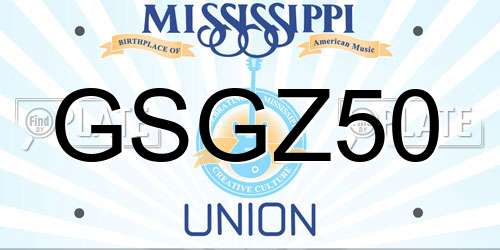 GSGZ50 Mississippi License Plate