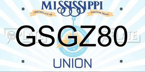 GSGZ80 Mississippi License Plate