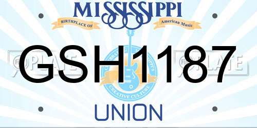 GSH1187 Mississippi License Plate