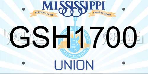 GSH1700 Mississippi License Plate