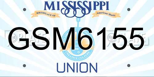 GSM6155 Mississippi License Plate