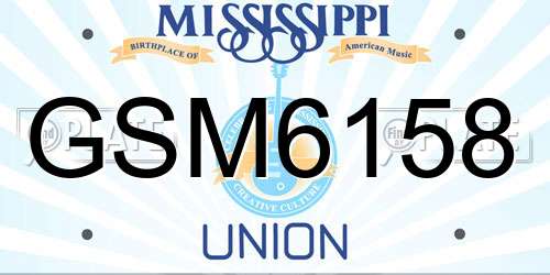 GSM6158 Mississippi License Plate