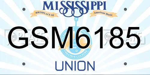 GSM6185 Mississippi License Plate