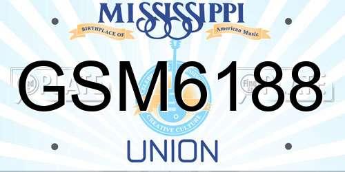 GSM6188 Mississippi License Plate