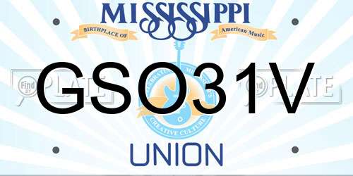 GSO31V Mississippi License Plate