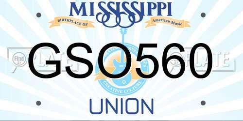 GSO560 Mississippi License Plate