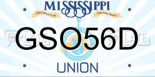 GSO56D Mississippi License Plate