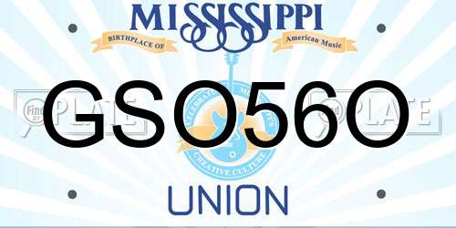GSO56O Mississippi License Plate