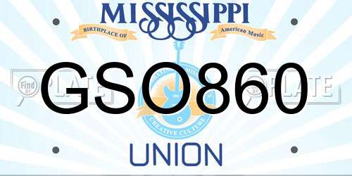 GSO860 Mississippi License Plate