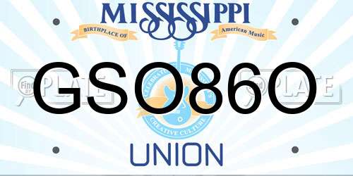 GSO86O Mississippi License Plate