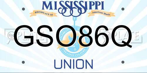 GSO86Q Mississippi License Plate