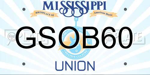 GSOB60 Mississippi License Plate