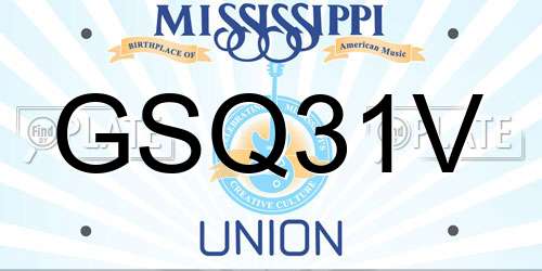 GSQ31V Mississippi License Plate