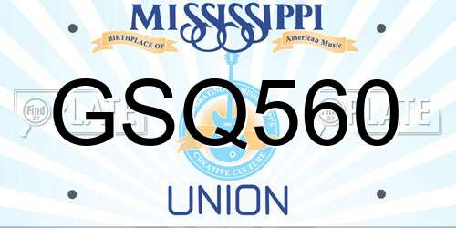 GSQ560 Mississippi License Plate