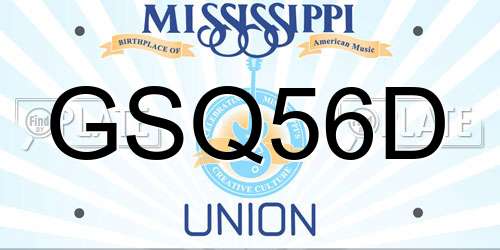 GSQ56D Mississippi License Plate
