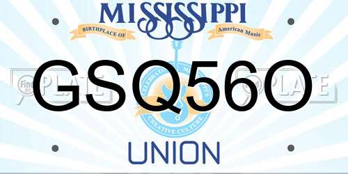 GSQ56O Mississippi License Plate