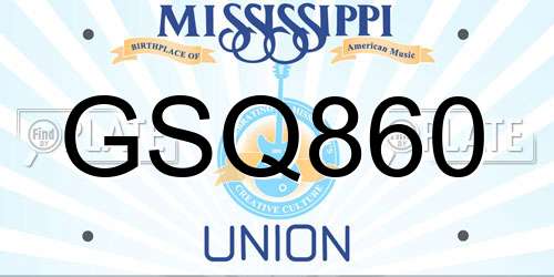 GSQ860 Mississippi License Plate