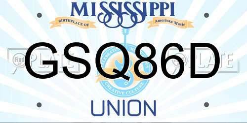 GSQ86D Mississippi License Plate