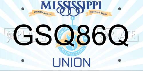GSQ86Q Mississippi License Plate