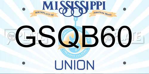 GSQB60 Mississippi License Plate