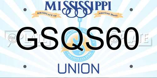 GSQS60 Mississippi License Plate