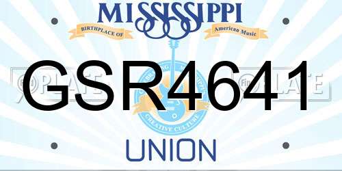 GSR4641 Mississippi License Plate