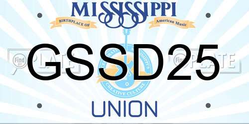 GSSD25 Mississippi License Plate