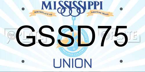 GSSD75 Mississippi License Plate