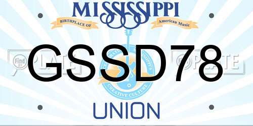 GSSD78 Mississippi License Plate